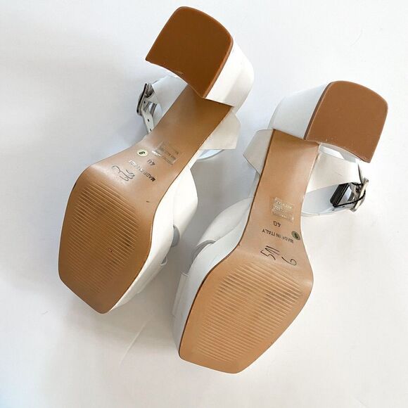 EMANUELE CASTRO White Made In Italy Leather Platform Heel Sandals Women’s US 9 - Picture 14 of 15